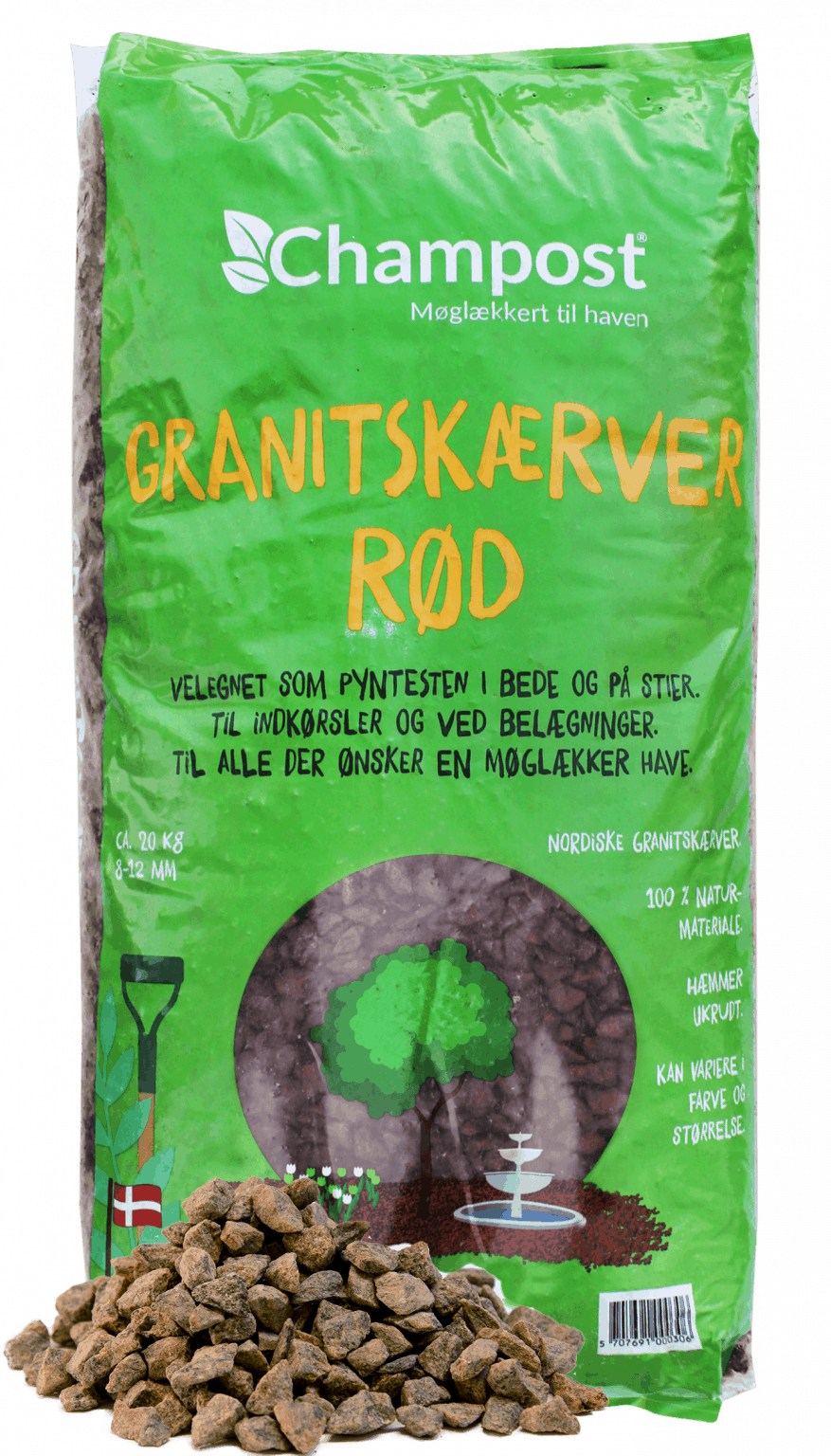 Champost Granitskærver, rød 8–12 mm. 1 ton