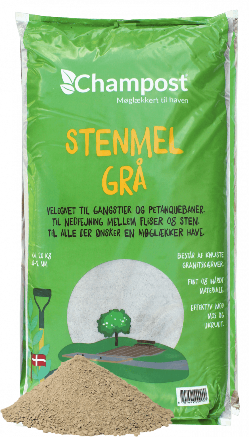 Champost Stenmel, grå 1 ton